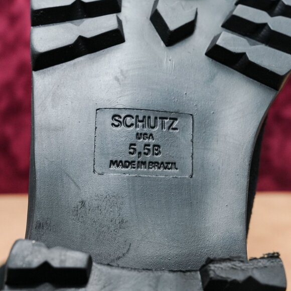 Schutz Women Black Distress Suede Moto Slip on Biker Ankle Boots sz 5.5 - Picture 8 of 8